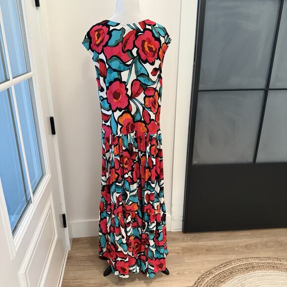 Anthropologie Corey Lynn Calter Tiered Short Sleeve Dress Size Medium Floral - Picture 9 of 16